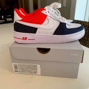 Brand new Air Force one. Youth size 5. My son wore them once. Comes with box.